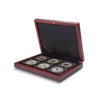 Leuchtturm 339052 Estuche para Monedas Volterra - Compartimento Cuadrado para 6 Monedas de cápsula Quadrum - Color Caoba