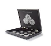 Leuchtturm 346441 Estuche Volterra Uno para 20 Monedas de Plata Australian Kookaburra - 30,5 x 24,5 cm, Satinado, óptico Negro