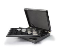 Leuchtturm 347919 Monedero Volterra DE Luxe - 60 cápsulas Quadrum / 50 x 50 mm monederos - Campos Cuadrados - Negro