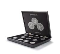Leuchtturm 364641 Estuche Volterra para 11 Monedas de Plata Bestias de la Reina en cápsulas - Negro - para 2 Oz/onzas