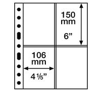 Leuchtturm Hojas de plástico Grande, 4 divisiones para Tarjetas Postales, Transparentes