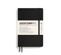 LEUCHTTURM1917 358288 Libreta Paperback (B6+) 125 x 190 mm, Tapa Blanda, 123 páginas numeradas, Negro, Lineas