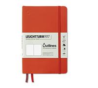LEUCHTTURM1917 363019 Libreta Outlines, Tapas flexsibles, Paperback (B6+), 89 páginas numeradas, Papel de cartas náuticas de 150g/m, Signal Naranja