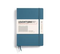 LEUCHTTURM1917 363336 Libreta Medium (A5) 145 x 210 mm, Tapa Dura, 251 páginas numeradas, Stone Blue, Cuadriculada