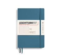 LEUCHTTURM1917 363399 Libreta de notas Medium (A5) tapas blandas, 123 páginas numeradas, puntos, Stone Blue