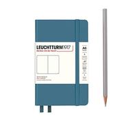 LEUCHTTURM1917 365629 Pocket - Cuaderno (A6), tapa dura, 187 páginas numeradas, color azul piedra, en blanco