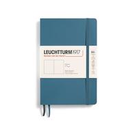 Leuchtturm1917 365642 Cuaderno de tapa blanda (B6+), tapa blanda, 123 páginas numeradas, azul piedra, blanco