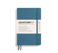 LEUCHTTURM1917 365644 Libreta Paperback (B6+) 125 x 190 mm, Tapa Blanda, 123 páginas numeradas, Stone Blue, Lineas