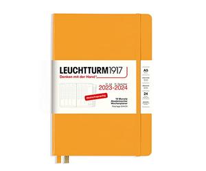 LEUCHTTURM1917 367554 Planificador semanal académico tamaño A5 2024, 18 meses, Rising Sun, alemán