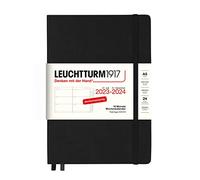 LEUCHTTURM1917 367603 Agenda semanal tamaño A5 2024, 18 meses, negro, alemán