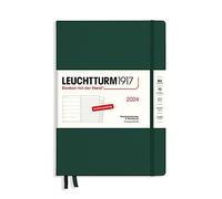LEUCHTTURM1917 367749 - Agenda semanal y cuaderno de notas Composition (B5) 2024, con cuaderno adicional para direcciones y aniversarios, color verde bosque, alemán, 12 meses