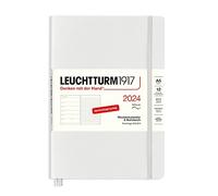 LEUCHTTURM1917 367769 Agenda semanal y cuaderno mediano (A5) 2024, tapa blanda, gris claro, alemán, 12 meses