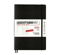 LEUCHTTURM1917 367787 Agenda semanal y cuaderno mediano (A5) 2024, tapa blanda, negro, alemán, 12 meses