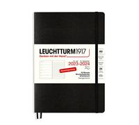 LEUCHTTURM1917 367865 Agenda semanal y cuaderno Tapa blanda tamaño mediano (A5) 2024, 18 meses, negro, alemán
