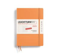 LEUCHTTURM1917 370488 Agenda semanal y cuaderno 2025, tamaño mediano A5, tapa dura, planificador de 12 meses, 80 g, a rayas, color albaricoque