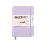 LEUCHTTURM1917 370507 Agenda semanal y cuaderno 2025, tamaño mediano A5, tapa blanda, planificador de 12 meses, 80 g, a rayas, color morado
