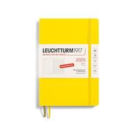 LEUCHTTURM1917 370511 Agenda semanal y cuaderno 2025, tamaño mediano A5, tapa blanda, planificador de 12 meses, 80 g, a rayas, limón
