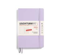 LEUCHTTURM1917 370520 Agenda semanal y cuaderno 2025, Paperback B6+ tapa blanda, planificador de 12 meses, 80 g, a rayas, color morado
