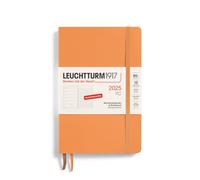 LEUCHTTURM1917 370522 Agenda semanal y cuaderno 2025, Paperback B6+ tapa blanda, planificador de 12 meses, 80 g, a rayas, color albaricoque
