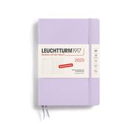 LEUCHTTURM1917 370536 Agenda semanal y cuaderno 2025, tamaño mediano A5, tapa dura, planificador de 12 meses, 80 g, punteado, morado