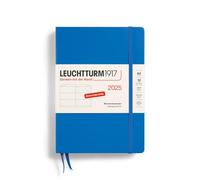 LEUCHTTURM1917 370547 Agenda semanal 2025, tamaño mediano A5, tapa dura, planificador de 12 meses, 80 g, rayado - Sky