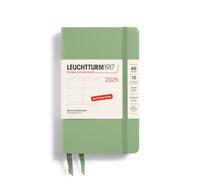 LEUCHTTURM1917 370553 Agenda semanal 2025, bolsillo A6, tapa dura, planificador de 12 meses, 80 g, a rayas, salvia