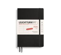 LEUCHTTURM1917 370563 Agenda semanal mediana (A5) 2025, tapa blanda, negro, alemán