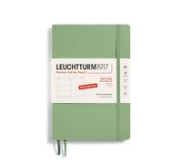 LEUCHTTURM1917 370567 Agenda semanal 2025, tamaño mediano A5, tapa blanda, planificador de 12 meses, 80 g, a rayas, salvia