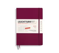 LEUCHTTURM1917 370603 - Planificador mensual y cuaderno de notas Composition (B5) 2025, 16 meses, tapa blanda, Port Red, alemán