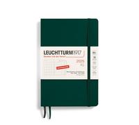 LEUCHTTURM1917 370611 Planificador mensual y cuaderno 2025, Paperback B6+ tapa blanda, 16 meses, 80 g, a rayas, verde bosque