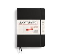LEUCHTTURM1917 370613 Agenda semanal y cuaderno mediano (A5) 2025, 18 meses, negro, alemán