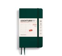 LEUCHTTURM1917 370685 Agenda semanal 2025, bolsillo A6, tapa blanda, planificador de 12 meses, a rayas, verde bosque, inglés