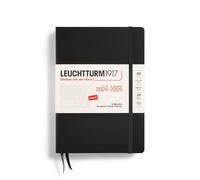 LEUCHTTURM1917 370724 Agenda académica semanal 2025, tamaño mediano A5, tapa dura, calendario de 18 meses, a rayas, negro, inglés