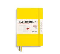LEUCHTTURM1917 370752 Agenda semanal y cuaderno 2025, tamaño mediano A5, tapa blanda, planificador de 12 meses, a rayas, limón, inglés