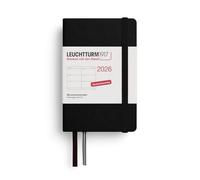 LEUCHTTURM1917 372549 Agenda semanal Mini (A7) 2026, 12 meses, negro, alemán