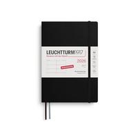 LEUCHTTURM1917 372555 - Agenda semanal (A5) 2026, 12 meses, tapa blanda, color negro y alemán