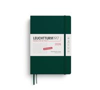 LEUCHTTURM1917 372602 - Agenda diaria 2026, tamaño mediano (A5), 12 meses, color verde bosque, alemán