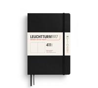 LEUCHTTURM1917 372930 Cuaderno 411 mediano (A5), tapa dura, 411 páginas numeradas, negro, en blanco, más pensamientos, más ideas, más recuerdos, más páginas