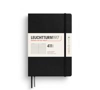 LEUCHTTURM1917 372932 Cuaderno 411 mediano (A5), tapa dura, 411 páginas numeradas, color negro, rayado, más pensamientos, más ideas, más recuerdos, más páginas