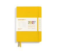LEUCHTTURM1917 Agenda 2027, Summer, A5, Dotted, (EN), Tapa dura, Calendario | Dotted cuaderno, Sommer-Edition Gelb, inglés, tapa dura de tela, planificador de proyectos, vistas anuales