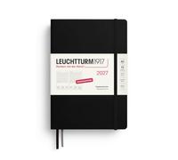 LEUCHTTURM1917 Agenda diaria 2027, tamaño mediano (A5), alemán, negro, 145 x 210 mm, enero-diciembre (12 meses), 1 página por día, cuadrícula de horas 7:00 - 22:00, tapa dura, papel de 80 g/m²