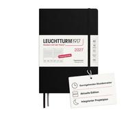 LEUCHTTURM1917 Agenda diaria 2027, tamaño mediano (A5), alemán, negro, 145 x 210 mm, enero-diciembre (12 meses), 1 página por día, cuadrícula de horas 7:00 - 22:00, tapa dura, papel de 80 g/m²