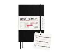 LEUCHTTURM1917 Agenda semanal 2027 A5 con cuaderno, a rayas, agenda alemana, 18 meses de julio de 2026 a diciembre de 2027, negro, tapa dura, 210 x 145 mm, vista semanal izquierda + página de notas a