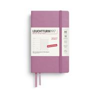 LEUCHTTURM1917 Agenda semanal 2027 de bolsillo (A6) con cuaderno - Agenda alemana, Dusty Rose, enero - diciembre 2027, vista semanal izquierda + página de notas a la derecha
