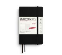 LEUCHTTURM1917 Agenda semanal 2027 de bolsillo (A6) con cuaderno - planificador en alemán, negro, enero-diciembre 2027, vista semanal izquierda + página de notas a la derecha