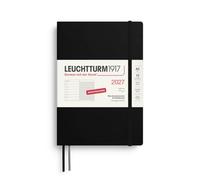 LEUCHTTURM1917 Agenda semanal 2027 tamaño mediano (A5) con cuaderno - Agenda alemana, negro, tapa blanda, enero a diciembre de 2027, vista semanal izquierda + página de notas a la derecha