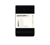 LEUCHTTURM1917 Bloc de notas Pocket A6, Rayado, Tapa dura, Negro | 184 páginas numeradas, cosido a hilo, goma elástica, índice, 80 g/qm papel