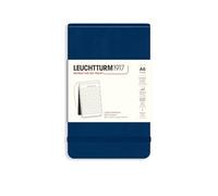 LEUCHTTURM1917 Bloc de notas Pocket A6, Tapa dura, Azul marino, Rayado | Alle páginas perforadas, rayado, índice, goma elástica, etiquetas para el lomo