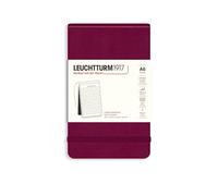LEUCHTTURM1917 Bloc de notas Pocket A6, Tapa dura, Port Red, Rayado | 184 numeradas, hojas perforadas, cosido a hilo, índice, goma elástica