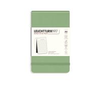 LEUCHTTURM1917 Bloc de notas Pocket A6 Tapa dura, Sage, Rayado, Salvia | 184 páginas numeradas, alle perforadas, cosido a hilo, libre de ácido, con goma de cierre
